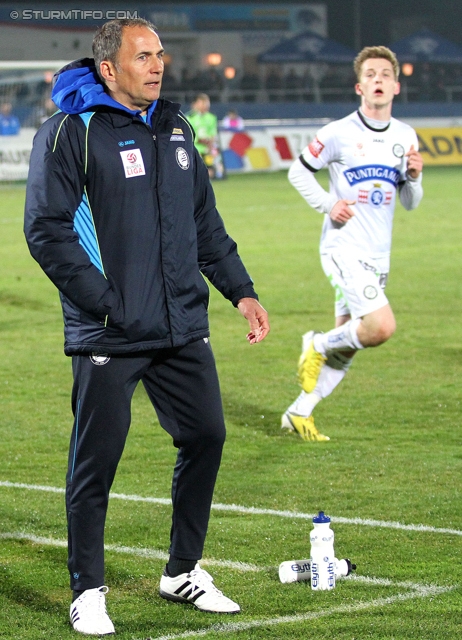 Wiener Neustadt - Sturm Graz
Oesterreichische Fussball Bundesliga, 25. Runde, SC Wiener Neustadt - SK Sturm Graz, Stadion Wiener Neustadt, 08.03.2014. 

Foto zeigt Darko Milanic (Cheftrainer Sturm) und Marc Andre Schmerboeck (Sturm)
