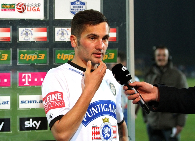 Wiener Neustadt - Sturm Graz
Oesterreichische Fussball Bundesliga, 25. Runde, SC Wiener Neustadt - SK Sturm Graz, Stadion Wiener Neustadt, 08.03.2014. 

Foto zeigt Anel Hadzic (Sturm) beim Interview
