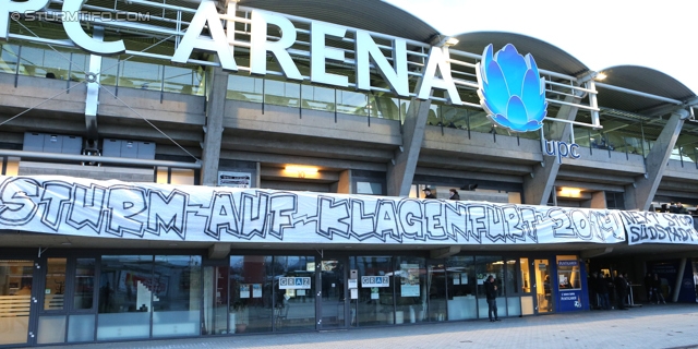 Sturm Graz - Austria Wien
Oesterreichische Fussball Bundesliga, 27. Runde, SK Sturm Graz -  FK Austria Wien, Stadion Liebenau Graz, 15.03.2014. 

Foto zeigt eine Aussenansicht vom Stadion Liebenau mit einem Spruchband
