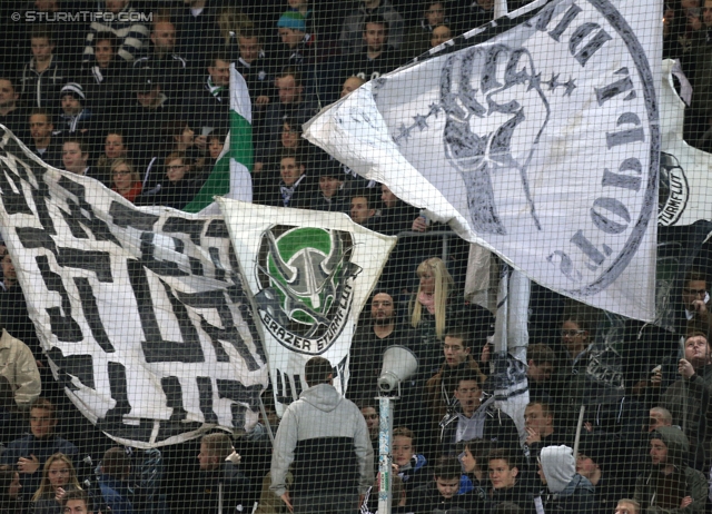 Sturm Graz - Austria Wien
Oesterreichische Fussball Bundesliga, 27. Runde, SK Sturm Graz -  FK Austria Wien, Stadion Liebenau Graz, 15.03.2014. 

Foto zeigt Fans von Sturm
