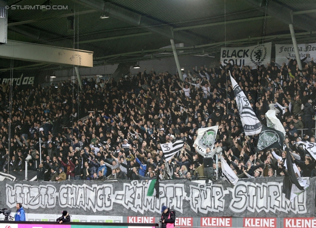 Sturm Graz - Austria Wien
Oesterreichische Fussball Bundesliga, 27. Runde, SK Sturm Graz -  FK Austria Wien, Stadion Liebenau Graz, 15.03.2014. 

Foto zeigt Fans von Sturm
