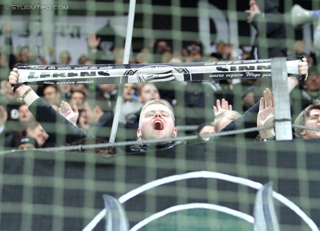 Sturm Graz - Austria Wien
Oesterreichische Fussball Bundesliga, 27. Runde, SK Sturm Graz -  FK Austria Wien, Stadion Liebenau Graz, 15.03.2014. 

Foto zeigt Fans von Sturm
