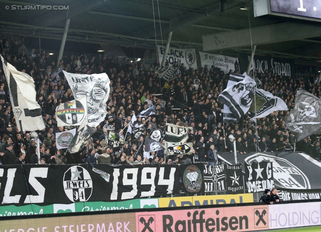 Sturm Graz - Austria Wien
Oesterreichische Fussball Bundesliga, 27. Runde, SK Sturm Graz -  FK Austria Wien, Stadion Liebenau Graz, 15.03.2014. 

Foto zeigt Fans von Sturm
