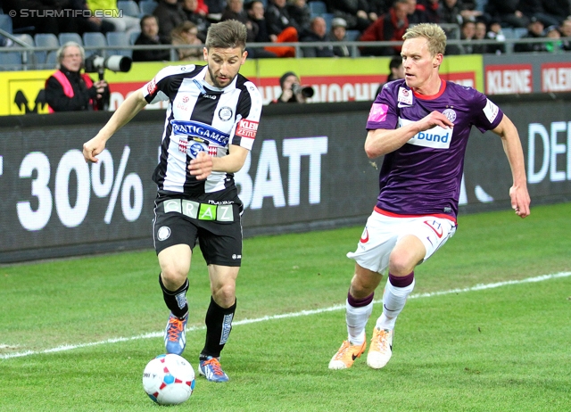 Sturm Graz - Austria Wien
Oesterreichische Fussball Bundesliga, 27. Runde, SK Sturm Graz -  FK Austria Wien, Stadion Liebenau Graz, 15.03.2014. 

Foto zeigt Aleksandar Todorovski (Sturm) und Thomas Salamon (Austria)
