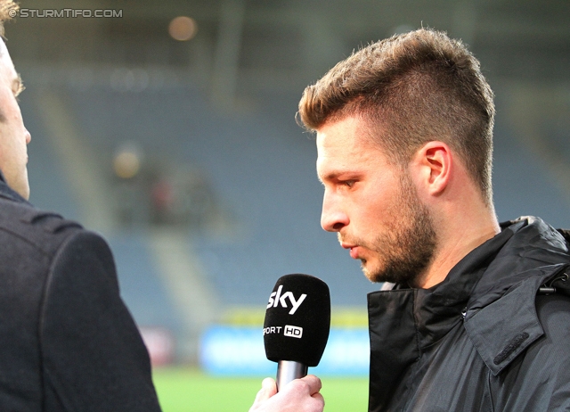 Sturm Graz - Austria Wien
Oesterreichische Fussball Bundesliga, 27. Runde, SK Sturm Graz -  FK Austria Wien, Stadion Liebenau Graz, 15.03.2014. 

Foto zeigt Marco Djuricin (Sturm) beim Interview
