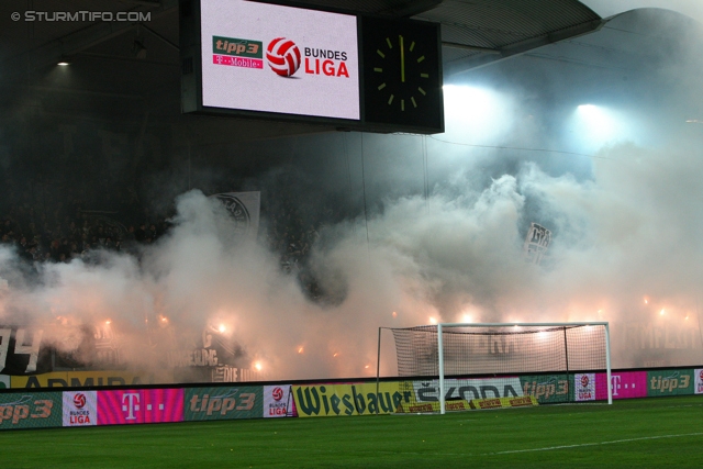 Sturm Graz - Wacker Innsbruck
Oesterreichische Fussball Bundesliga, 28. Runde, SK Sturm Graz -  FC Wacker Innsbruck, Stadion Liebenau Graz, 22.03.2014. 

Foto zeigt Fans von Sturm
