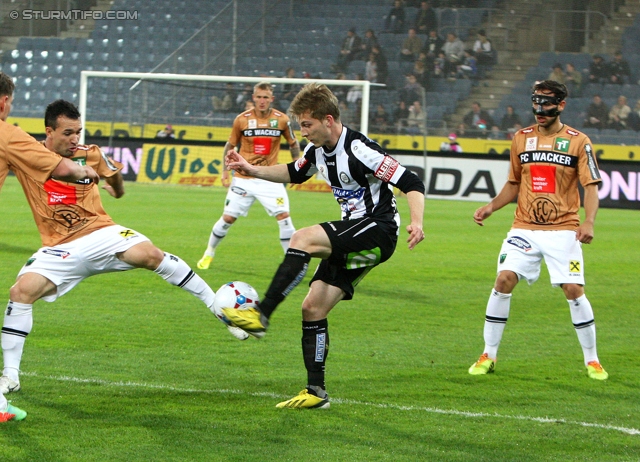 Sturm Graz - Wacker Innsbruck
Oesterreichische Fussball Bundesliga, 28. Runde, SK Sturm Graz -  FC Wacker Innsbruck, Stadion Liebenau Graz, 22.03.2014. 

Foto zeigt Marc Andre Schmerboeck (Sturm), Christian Schilling (Innsbruck)
