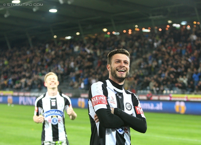 Sturm Graz - Wacker Innsbruck
Oesterreichische Fussball Bundesliga, 28. Runde, SK Sturm Graz -  FC Wacker Innsbruck, Stadion Liebenau Graz, 22.03.2014. 

Foto zeigt Florian Kainz (Sturm), Marco Djuricin (Sturm)
