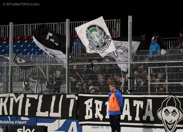 Groedig - Sturm Graz
Oesterreichische Fussball Bundesliga, 29. Runde, SV Groedig - SK Sturm Graz, Untersbergarena Groedig, 26.03.2014. 

Foto zeigt Fans von Sturm
