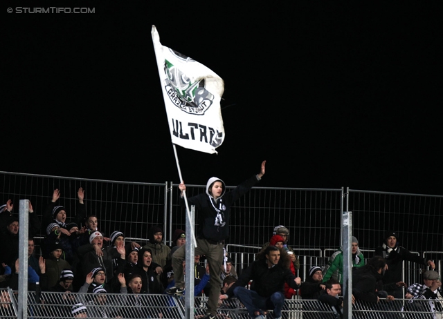 Groedig - Sturm Graz
Oesterreichische Fussball Bundesliga, 29. Runde, SV Groedig - SK Sturm Graz, Untersbergarena Groedig, 26.03.2014. 

Foto zeigt Fans von Sturm
