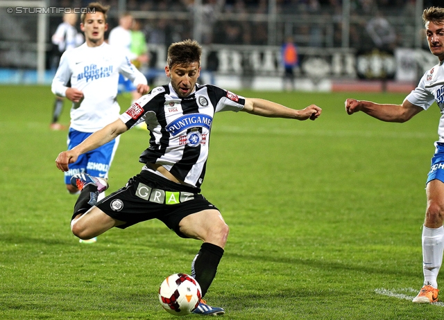 Groedig - Sturm Graz
Oesterreichische Fussball Bundesliga, 29. Runde, SV Groedig - SK Sturm Graz, Untersbergarena Groedig, 26.03.2014. 

Foto zeigt Aleksandar Todorovski (Sturm)
