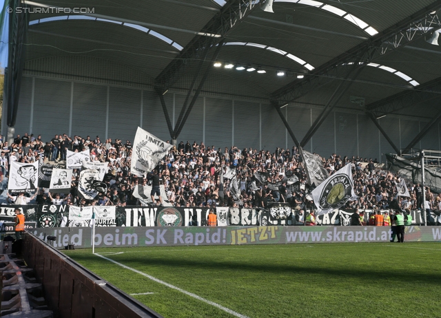 Rapid Wien - Sturm Graz
Oesterreichische Fussball Bundesliga, 30. Runde, SK Rapid Wien - SK Sturm Graz, Gerhard Hanappi Stadion Wien, 29.03.2014. 

Foto zeigt Fans von Sturm
