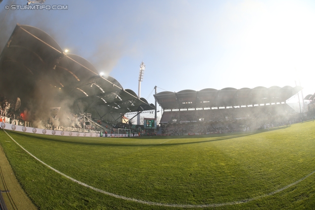 Rapid Wien - Sturm Graz
Oesterreichische Fussball Bundesliga, 30. Runde, SK Rapid Wien - SK Sturm Graz, Gerhard Hanappi Stadion Wien, 29.03.2014. 

Foto zeigt Fans von Sturm
