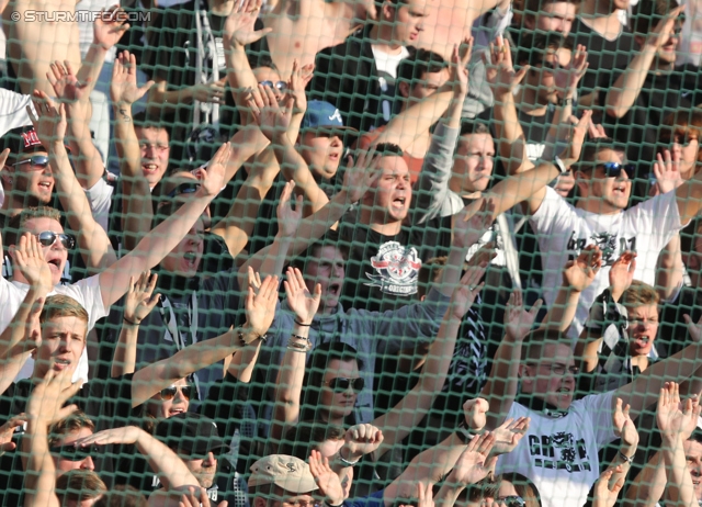 Rapid Wien - Sturm Graz
Oesterreichische Fussball Bundesliga, 30. Runde, SK Rapid Wien - SK Sturm Graz, Gerhard Hanappi Stadion Wien, 29.03.2014. 

Foto zeigt Fans von Sturm
