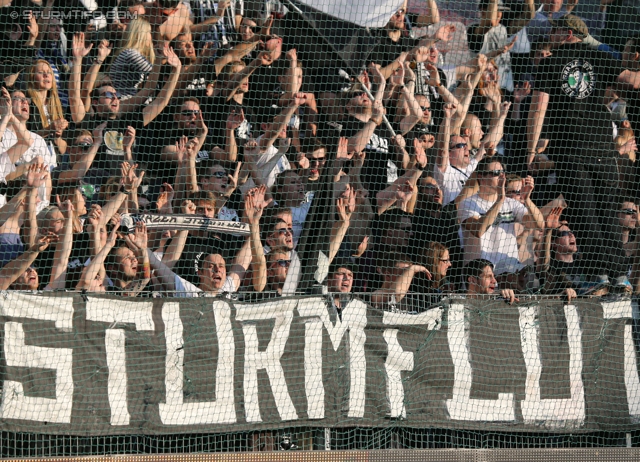 Rapid Wien - Sturm Graz
Oesterreichische Fussball Bundesliga, 30. Runde, SK Rapid Wien - SK Sturm Graz, Gerhard Hanappi Stadion Wien, 29.03.2014. 

Foto zeigt Fans von Sturm
