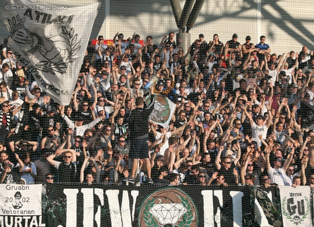 Rapid Wien - Sturm Graz
Oesterreichische Fussball Bundesliga, 30. Runde, SK Rapid Wien - SK Sturm Graz, Gerhard Hanappi Stadion Wien, 29.03.2014. 

Foto zeigt Fans von Sturm
