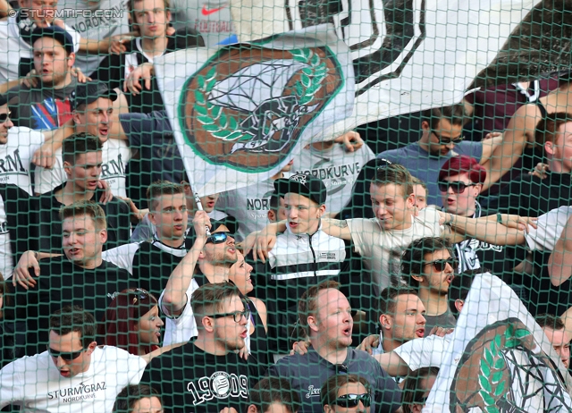 Rapid Wien - Sturm Graz
Oesterreichische Fussball Bundesliga, 30. Runde, SK Rapid Wien - SK Sturm Graz, Gerhard Hanappi Stadion Wien, 29.03.2014. 

Foto zeigt Fans von Sturm
