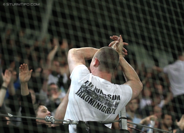 Sturm Graz - Admira Wacker
Oesterreichische Fussball Bundesliga, 31. Runde, SK Sturm Graz -  FC Admira Wacker Moedling, Stadion Liebenau Graz, 05.04.2014. 

Foto zeigt Fans von Sturm
