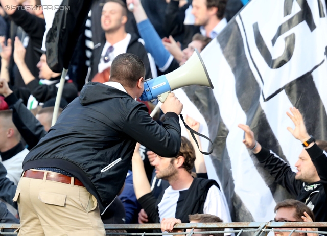 Admira Wacker - Sturm Graz
OEFB Cup, Viertelfinale, FC Admira Wacker Moedling - SK Sturm Graz, Stadion Suedstadt Maria Enzersdorf, 08.04.2014. 

Foto zeigt Fans von Sturm
