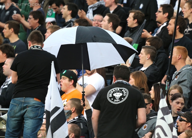 Admira Wacker - Sturm Graz
OEFB Cup, Viertelfinale, FC Admira Wacker Moedling - SK Sturm Graz, Stadion Suedstadt Maria Enzersdorf, 08.04.2014. 

Foto zeigt Fans von Sturm
