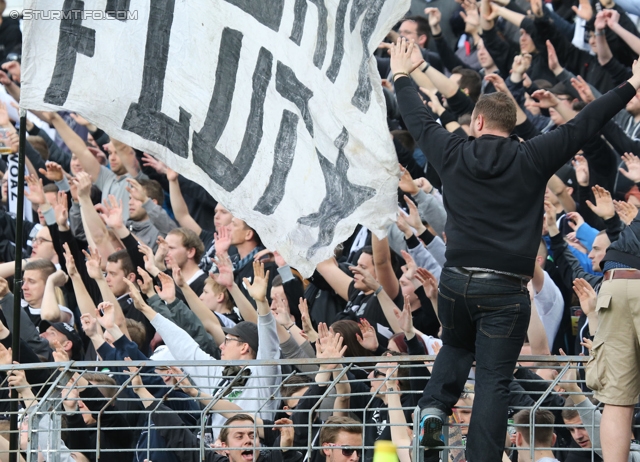 Sturm Graz - Admira Wacker
Oesterreichische Fussball Bundesliga, 31. Runde, SK Sturm Graz -  FC Admira Wacker Moedling, Stadion Liebenau Graz, 05.04.2014. 

Foto zeigt Fans von Sturm
