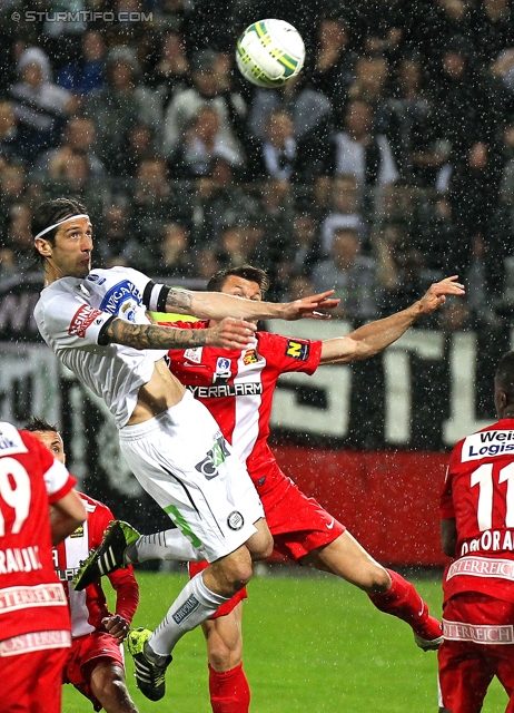 Admira Wacker - Sturm Graz
OEFB Cup, Viertelfinale, FC Admira Wacker Moedling - SK Sturm Graz, Stadion Suedstadt Maria Enzersdorf, 08.04.2014. 

Foto zeigt Nikola Vujadinovic (Sturm)
Schlüsselwörter: kopfball