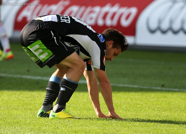 Salzburg - Sturm Graz
Oesterreichische Fussball Bundesliga, 32. Runde, FC RB Salzburg - SK Sturm Graz, Stadion Wals-Siezenheim, 12.04.2014. 

Foto zeigt David Schloffer (Sturm)
Schlüsselwörter: enttaeuschung