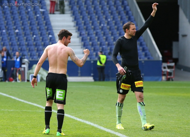 Salzburg - Sturm Graz
Oesterreichische Fussball Bundesliga, 32. Runde, FC RB Salzburg - SK Sturm Graz, Stadion Wals-Siezenheim, 12.04.2014. 

Foto zeigt Marco Djuricin (Sturm) und Benedikt Pliquett (Sturm)
