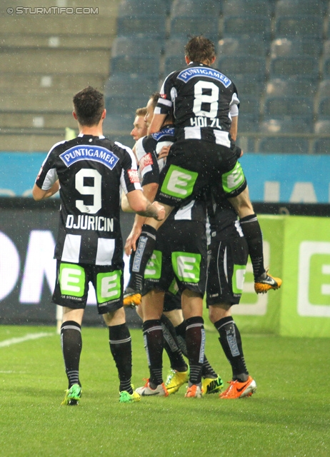 Sturm Graz - Ried
Oesterreichische Fussball Bundesliga, 33. Runde, SK Sturm Graz -  SV Ried, Stadion Liebenau Graz, 19.04.2014. 

Foto zeigt Marco Djuricin (Sturm), Daniel Beichler (Sturm), Andreas Hoelzl (Sturm)
