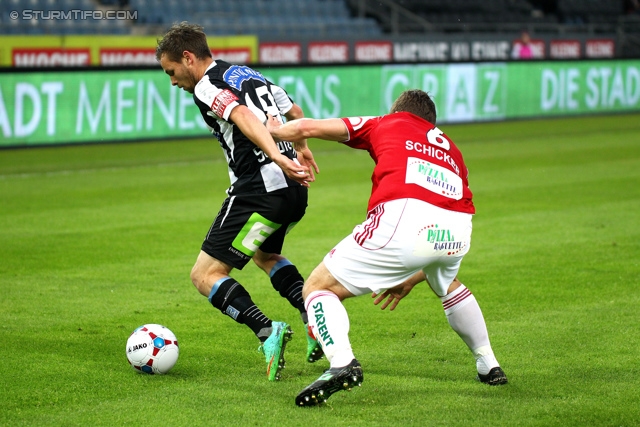 Sturm Graz - Ried
Oesterreichische Fussball Bundesliga, 33. Runde, SK Sturm Graz -  SV Ried, Stadion Liebenau Graz, 19.04.2014. 

Foto zeigt David Schloffer (Sturm), Andreas Schicker (Ried)
