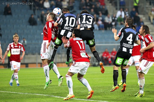 Sturm Graz - Ried
Oesterreichische Fussball Bundesliga, 33. Runde, SK Sturm Graz -  SV Ried, Stadion Liebenau Graz, 19.04.2014. 

Foto zeigt Anel Hadzic (Sturm), Nikola Vujadinovic (Sturm). Aleksandar Todorovski (Sturm)
