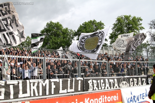 Wolfsberg - Sturm Graz
Oesterreichische Fussball Bundesliga, 34. Runde, Wolfsberger AC - SK Sturm Graz, Lavanttal Arena Wolfsberg, 27.04.2014. 

Foto zeigt Fans von Sturm
