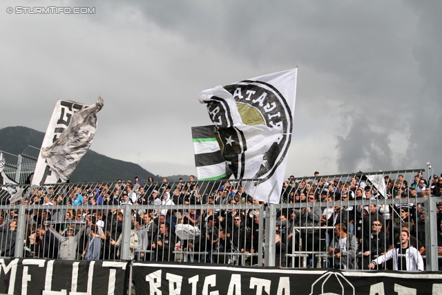 Wolfsberg - Sturm Graz
Oesterreichische Fussball Bundesliga, 34. Runde, Wolfsberger AC - SK Sturm Graz, Lavanttal Arena Wolfsberg, 27.04.2014. 

Foto zeigt Fans von Sturm
