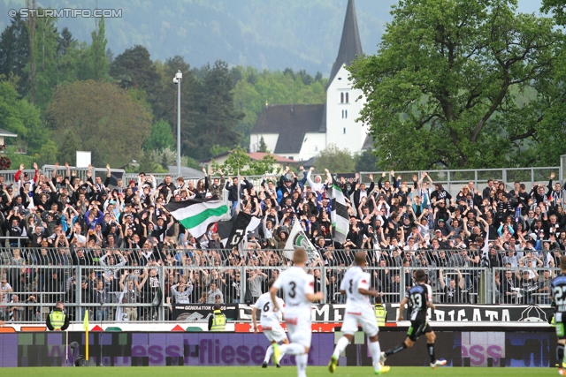 Wolfsberg - Sturm Graz
Oesterreichische Fussball Bundesliga, 34. Runde, Wolfsberger AC - SK Sturm Graz, Lavanttal Arena Wolfsberg, 27.04.2014. 

Foto zeigt Fans von Sturm
