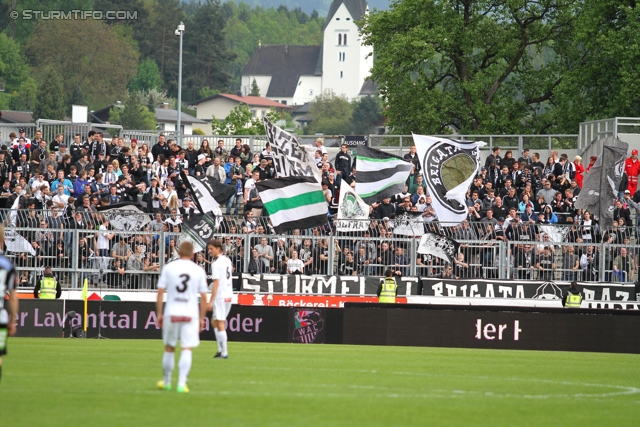 Wolfsberg - Sturm Graz
Oesterreichische Fussball Bundesliga, 34. Runde, Wolfsberger AC - SK Sturm Graz, Lavanttal Arena Wolfsberg, 27.04.2014. 

Foto zeigt Fans von Sturm
