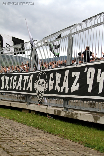 Wolfsberg - Sturm Graz
Oesterreichische Fussball Bundesliga, 34. Runde, Wolfsberger AC - SK Sturm Graz, Lavanttal Arena Wolfsberg, 27.04.2014. 

Foto zeigt Fans von Sturm
