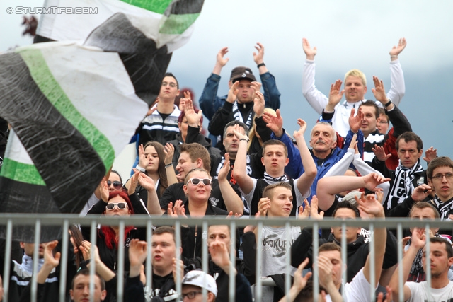 Wolfsberg - Sturm Graz
Oesterreichische Fussball Bundesliga, 34. Runde, Wolfsberger AC - SK Sturm Graz, Lavanttal Arena Wolfsberg, 27.04.2014. 

Foto zeigt Fans von Sturm
