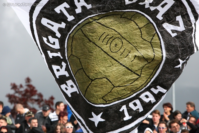 Wolfsberg - Sturm Graz
Oesterreichische Fussball Bundesliga, 34. Runde, Wolfsberger AC - SK Sturm Graz, Lavanttal Arena Wolfsberg, 27.04.2014. 

Foto zeigt Fans von Sturm
