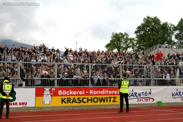 Wolfsberg - Sturm Graz
Oesterreichische Fussball Bundesliga, 34. Runde, Wolfsberger AC - SK Sturm Graz, Lavanttal Arena Wolfsberg, 27.04.2014. 

Foto zeigt Fans von Sturm
