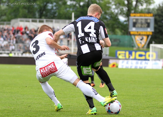 Wolfsberg - Sturm Graz
Oesterreichische Fussball Bundesliga, 34. Runde, Wolfsberger AC - SK Sturm Graz, Lavanttal Arena Wolfsberg, 27.04.2014. 

Foto zeigt Florian Kainz (Sturm)
