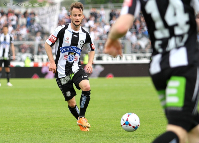 Wolfsberg - Sturm Graz
Oesterreichische Fussball Bundesliga, 34. Runde, Wolfsberger AC - SK Sturm Graz, Lavanttal Arena Wolfsberg, 27.04.2014. 

Foto zeigt Christian Klem (Sturm), Florian Kainz (Sturm)
