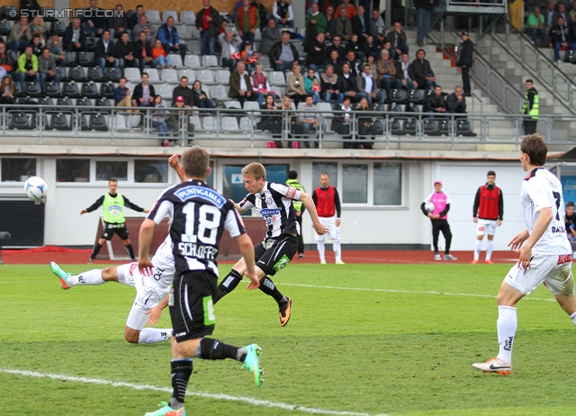 Wolfsberg - Sturm Graz
Oesterreichische Fussball Bundesliga, 34. Runde, Wolfsberger AC - SK Sturm Graz, Lavanttal Arena Wolfsberg, 27.04.2014. 

Foto zeigt David Schloffer (Sturm), Robert Beric (Sturm)
