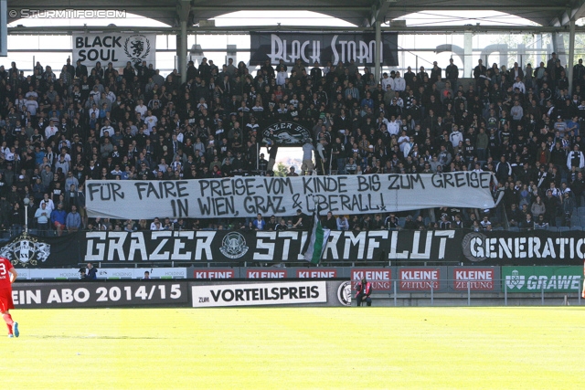 Sturm Graz - Wiener Neustadt
Oesterreichische Fussball Bundesliga, 35. Runde, SK Sturm Graz - SC Wiener Neustadt, Stadion Liebenau Graz, 04.05.2014. 

Foto zeigt Fans von Sturm
