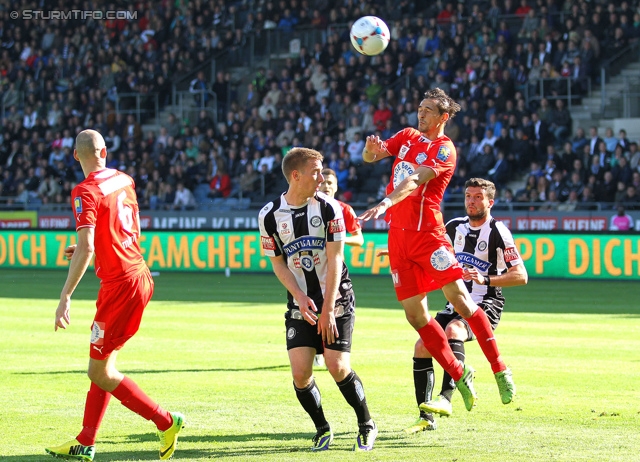 Sturm Graz - Wiener Neustadt
Oesterreichische Fussball Bundesliga, 35. Runde, SK Sturm Graz - SC Wiener Neustadt, Stadion Liebenau Graz, 04.05.2014. 

Foto zeigt Robert Beric (Sturm), Marco Djuricin (Sturm)
