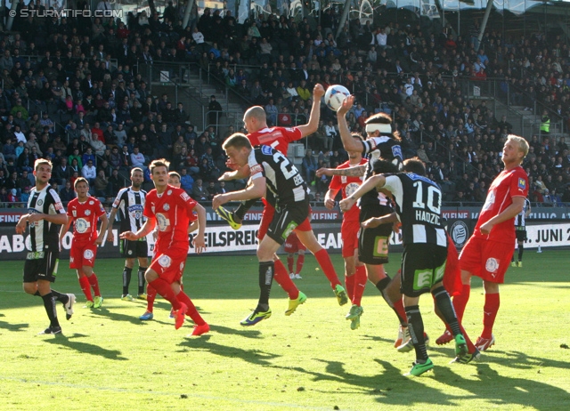 Sturm Graz - Wiener Neustadt
Oesterreichische Fussball Bundesliga, 35. Runde, SK Sturm Graz - SC Wiener Neustadt, Stadion Liebenau Graz, 04.05.2014. 

Foto zeigt Manuel Weber (Sturm), Patrick Wolf (Sturm), Robert Beric (Sturm), Nikola Vujadinovic (Sturm), Anel Hadzic (Sturm)
