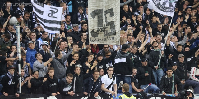 St. Poelten - Sturm Graz
OEFB Cup, Halbfinale, SKN St. Poelten - SK Sturm Graz, Arena St. Poelten, 07.05.2014. 

Foto zeigt Fans von Sturm
