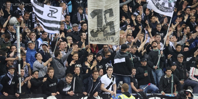 St. Poelten - Sturm Graz
OEFB Cup, Halbfinale, SKN St. Poelten - SK Sturm Graz, Arena St. Poelten, 07.05.2014. 

Foto zeigt Fans von Sturm
