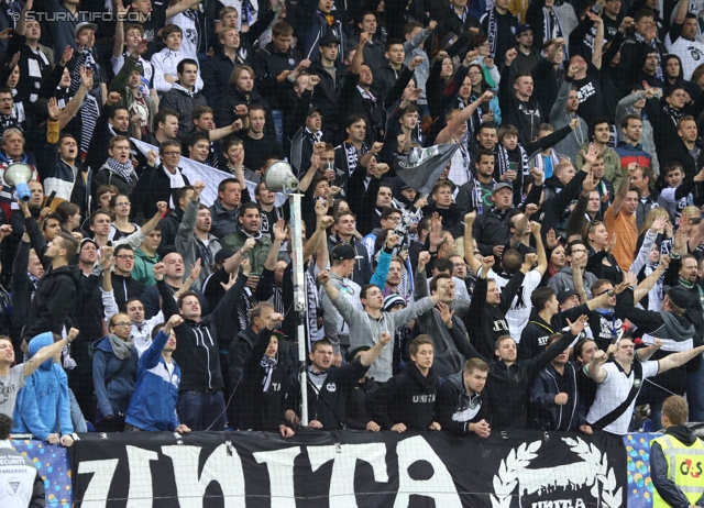 St. Poelten - Sturm Graz
OEFB Cup, Halbfinale, SKN St. Poelten - SK Sturm Graz, Arena St. Poelten, 07.05.2014. 

Foto zeigt Fans von Sturm
