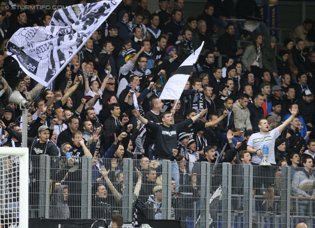 St. Poelten - Sturm Graz
OEFB Cup, Halbfinale, SKN St. Poelten - SK Sturm Graz, Arena St. Poelten, 07.05.2014. 

Foto zeigt Fans von Sturm
