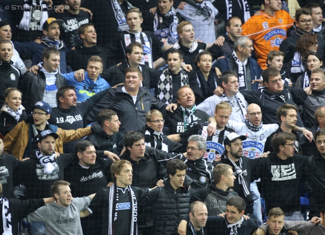 St. Poelten - Sturm Graz
OEFB Cup, Halbfinale, SKN St. Poelten - SK Sturm Graz, Arena St. Poelten, 07.05.2014. 

Foto zeigt Fans von Sturm
